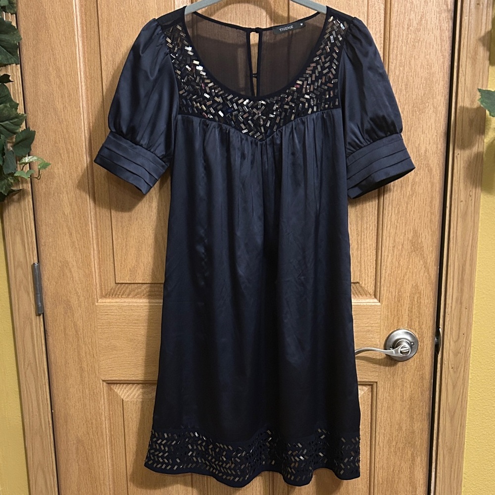 Theme Baby Blue Midi Dress with Sequence Details, Women’s M, Preowned.